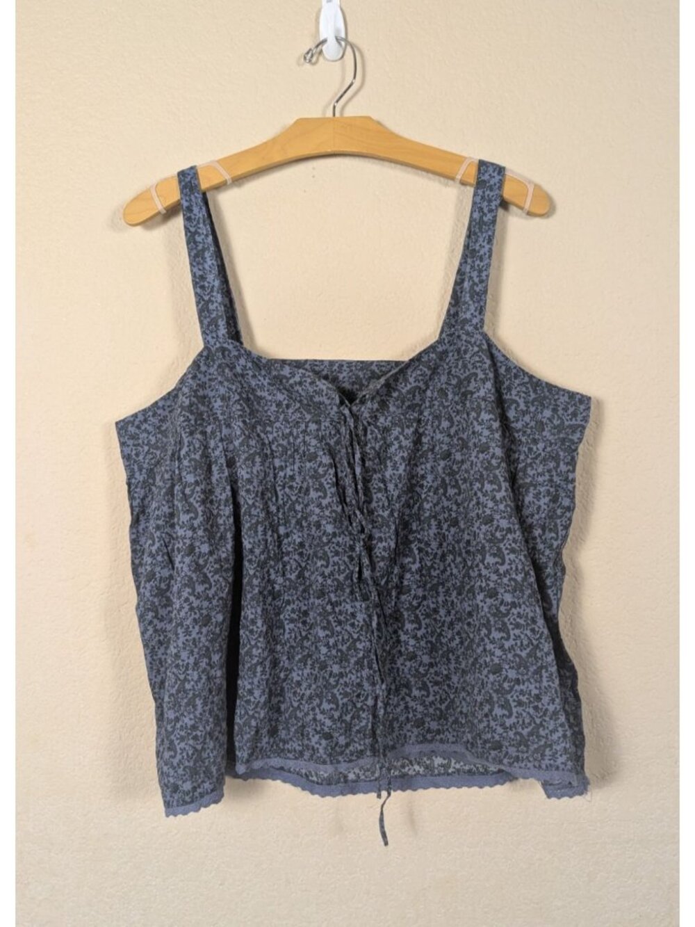 Natural Life Tank Babydoll Blouse L/XL Floral Paisley Print Boho Cottage cotton